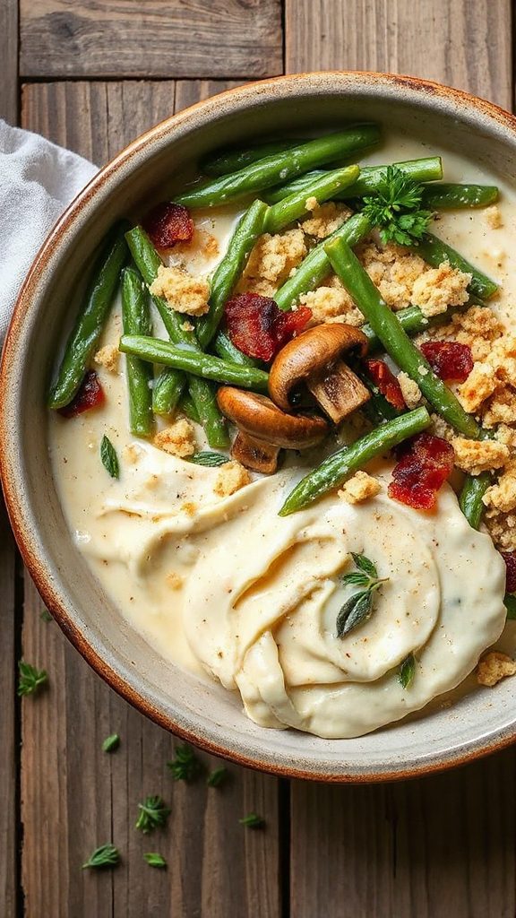 cheesy cauliflower green bean topping