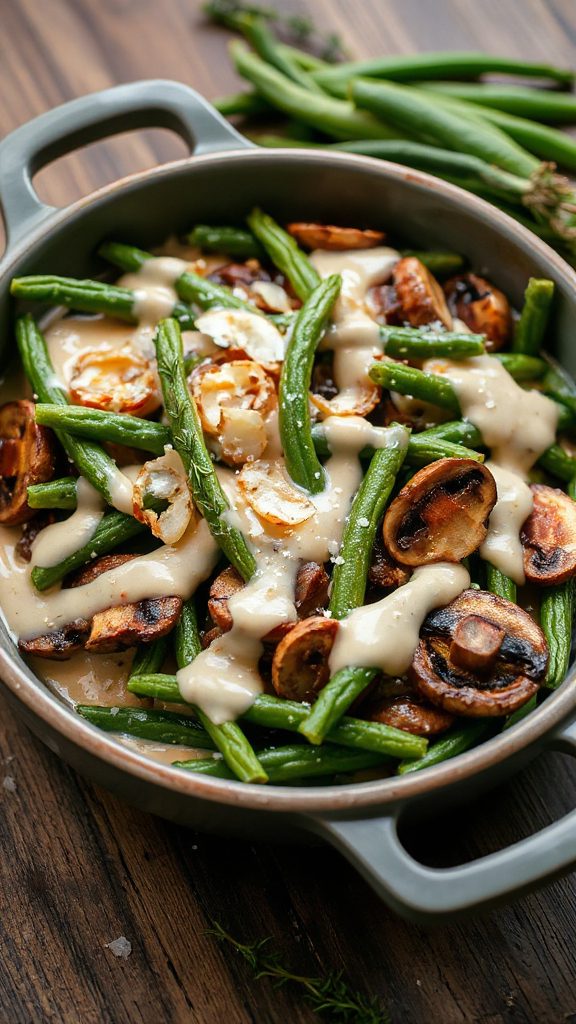 cheesy dairy free green beans