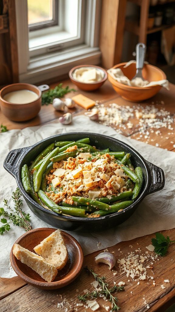 cheesy garlic green bean bake