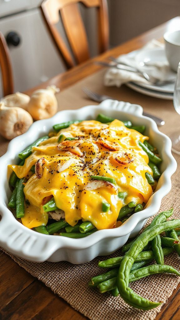 cheesy garlic green bean casserole