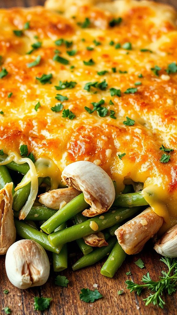 cheesy garlic green bean casserole