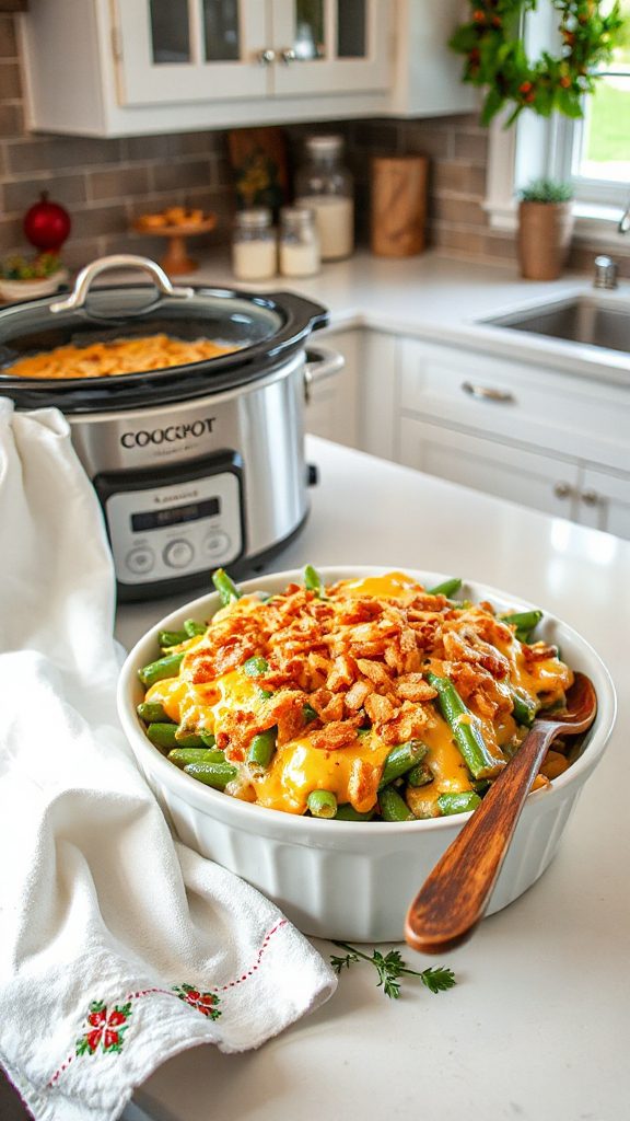 cheesy garlic green bean casserole