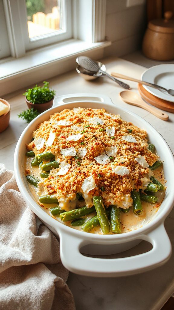 cheesy garlic green bean casserole