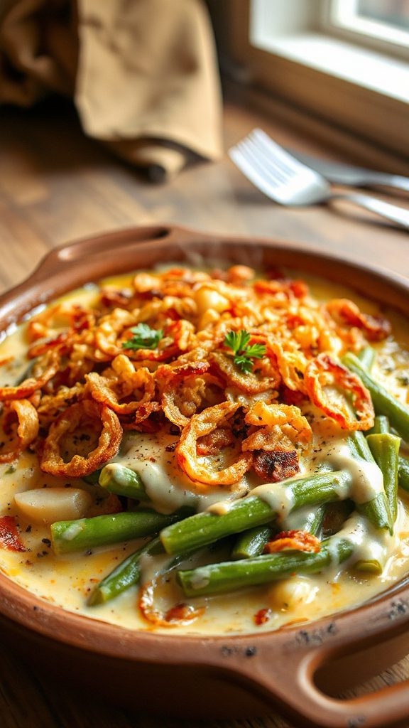 cheesy garlic green bean casserole