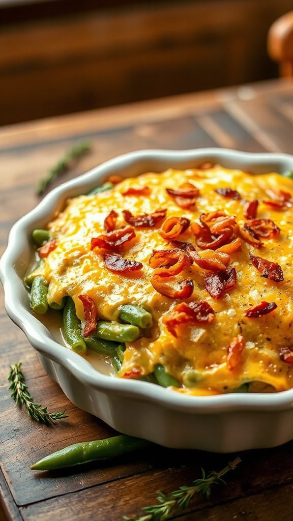cheesy garlic green bean casserole