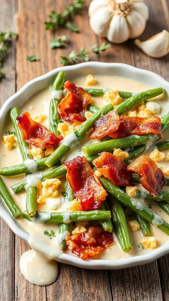 cheesy garlic green beans casserole