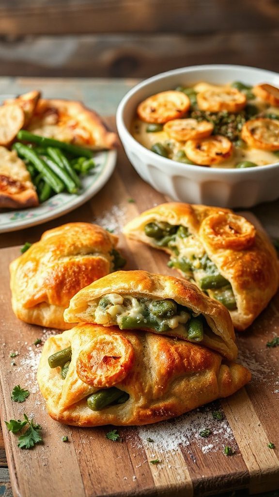 cheesy green bean calzones