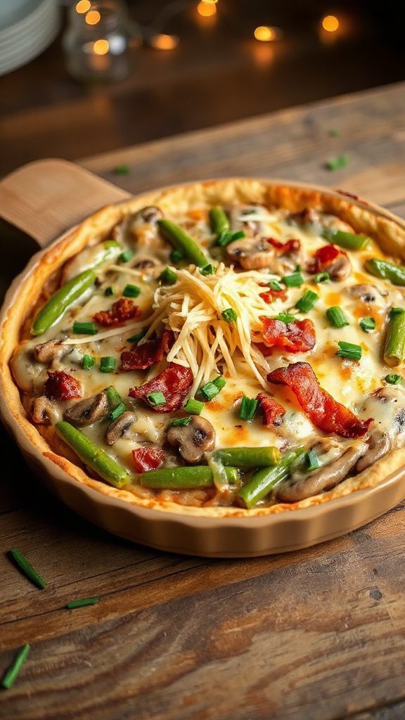 cheesy green bean pizza bake