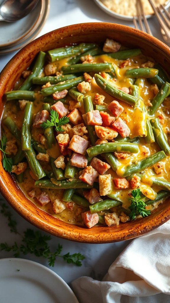 cheesy ham green bean casserole