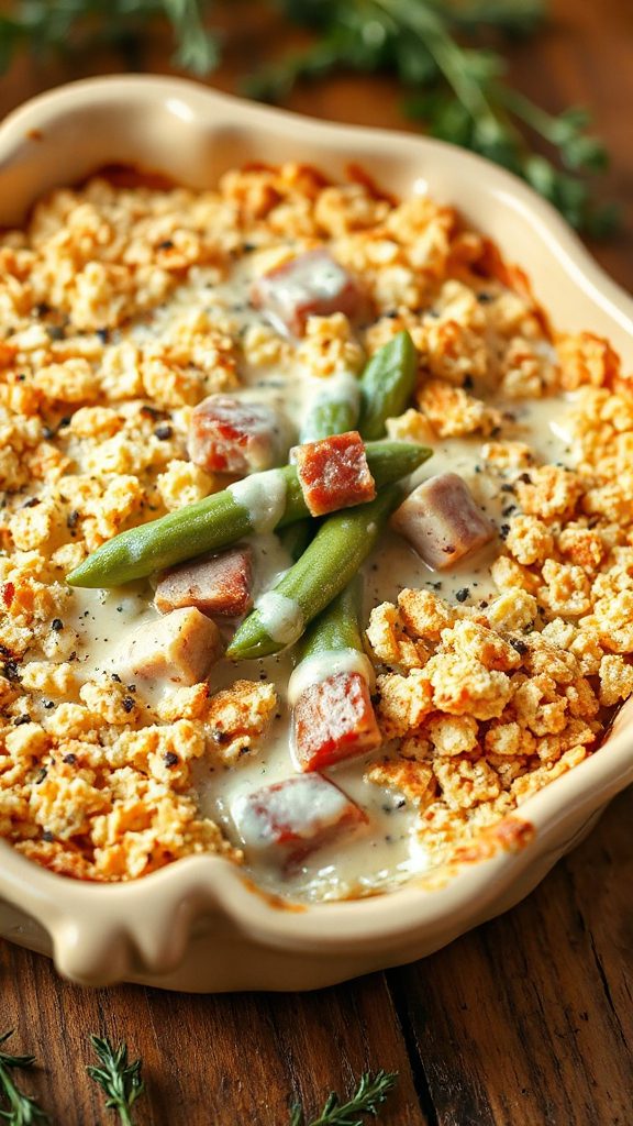 cheesy ham green bean casserole