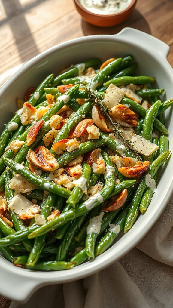 cheesy herb infused green beans cheesy herb infused green beans