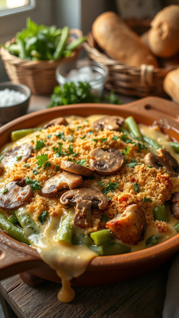 cheesy mushroom green bean casserole