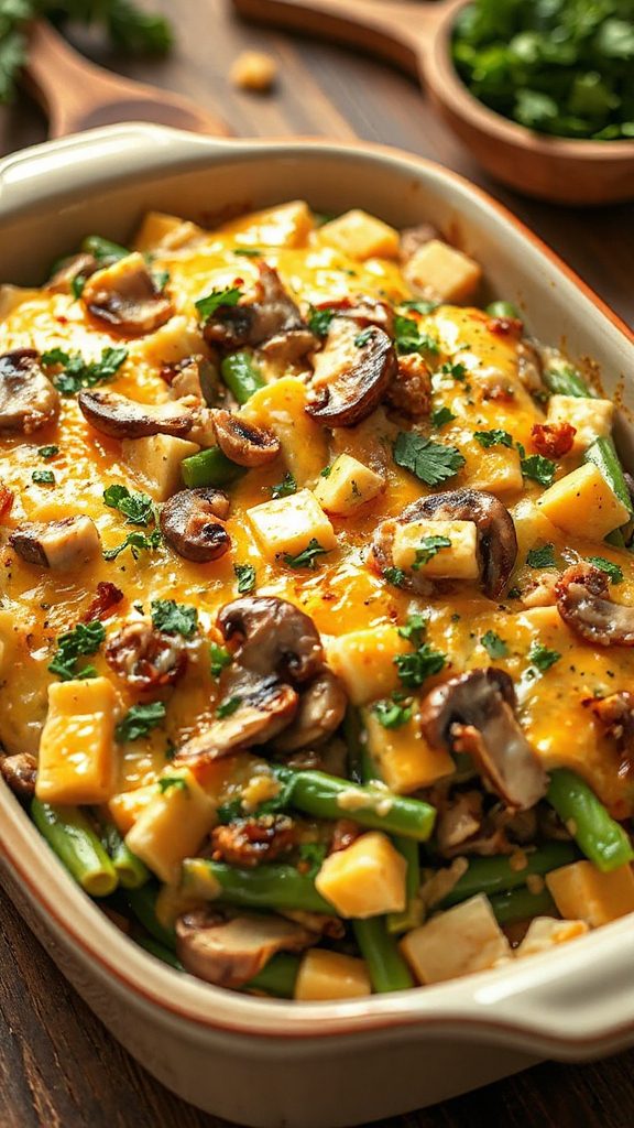 cheesy mushroom green bean casserole
