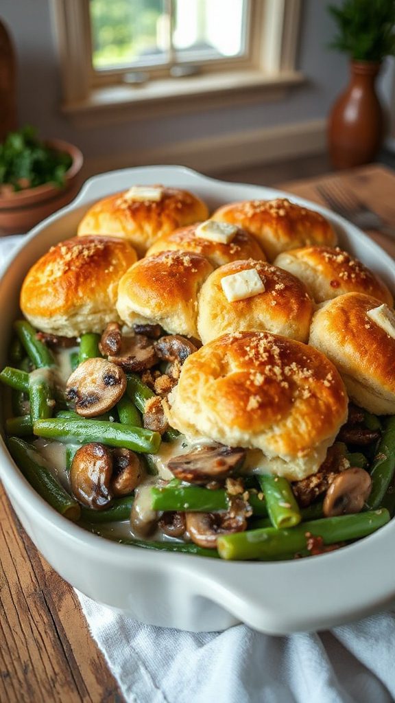 cheesy mushroom green bean casserole
