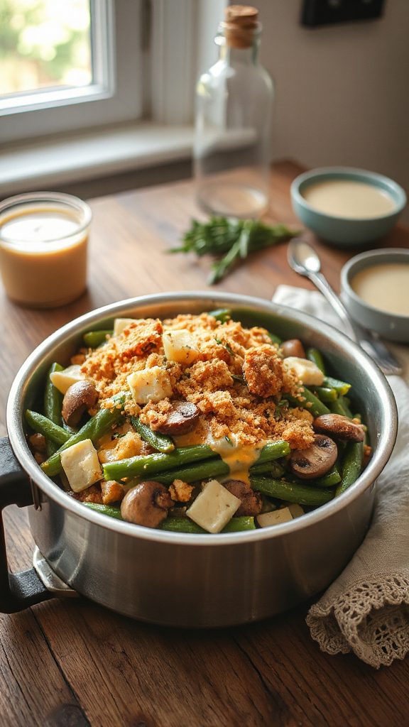 cheesy mushroom green bean casserole