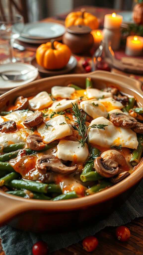 cheesy mushroom green beans
