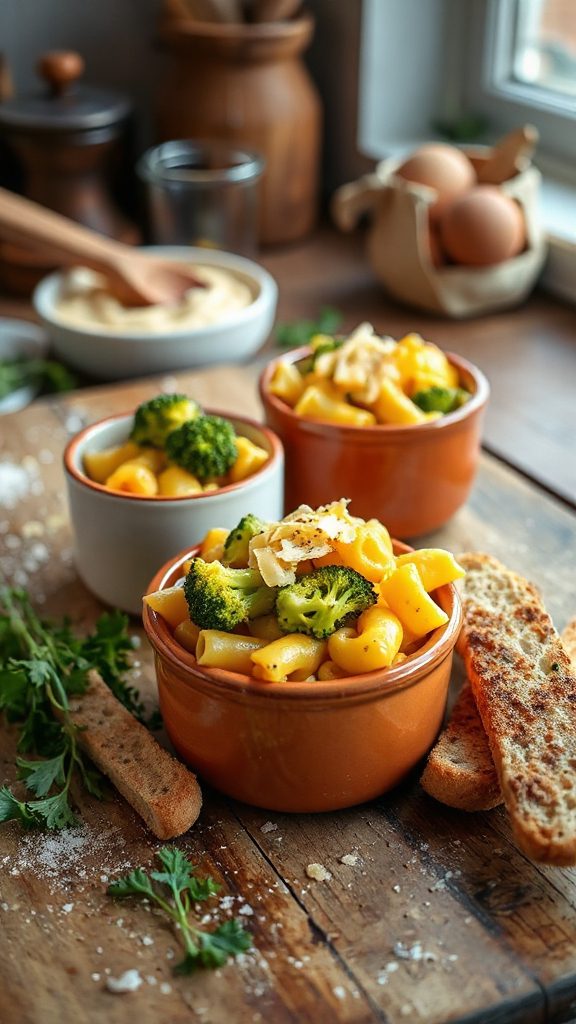 cheesy pasta with broccoli cups