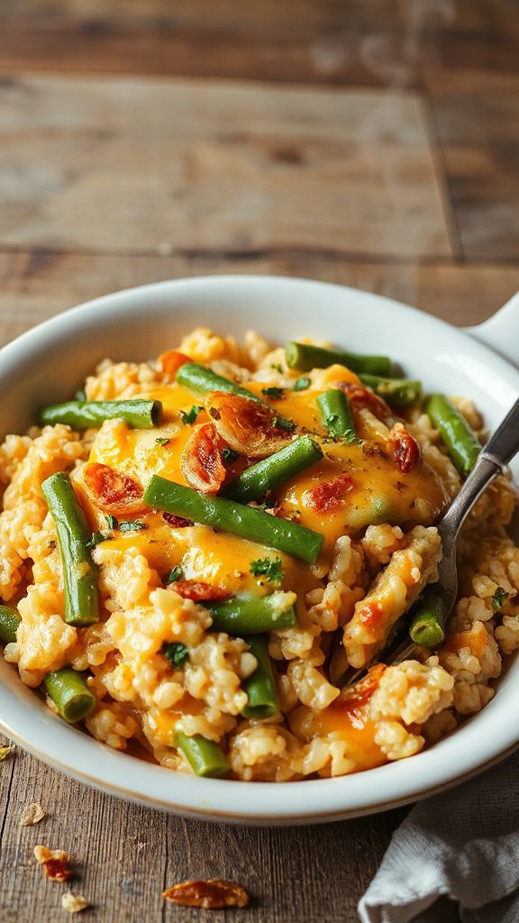 cheesy risotto with green beans