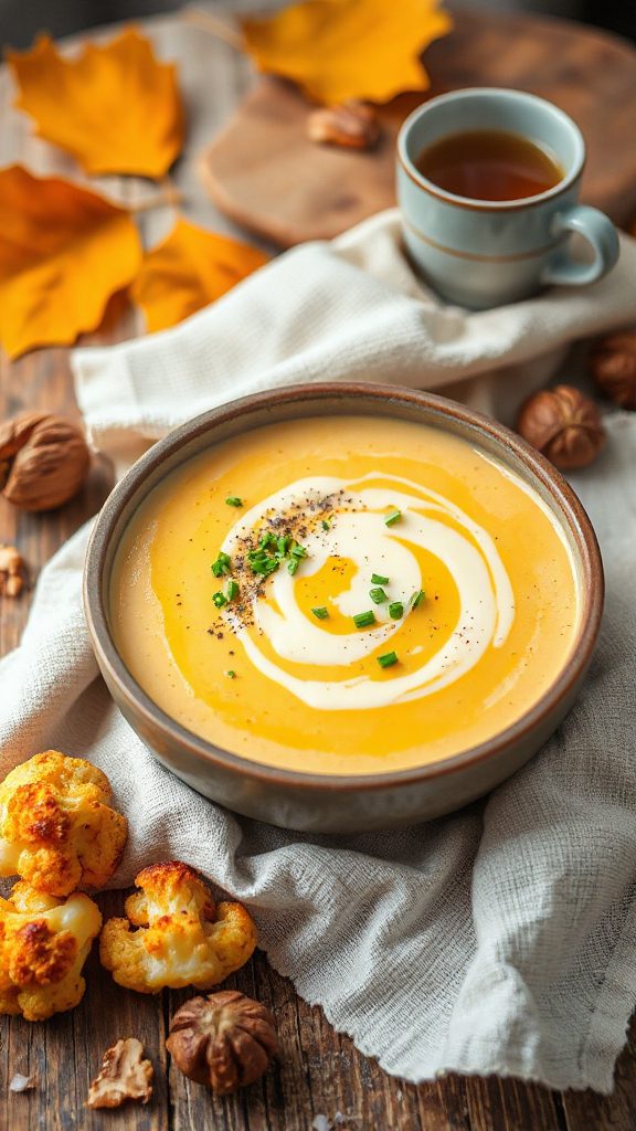 cheesy roasted cauliflower soup
