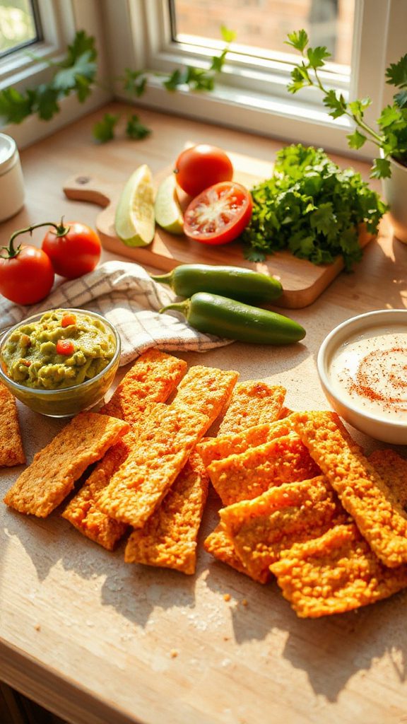 cheesy snack with dip