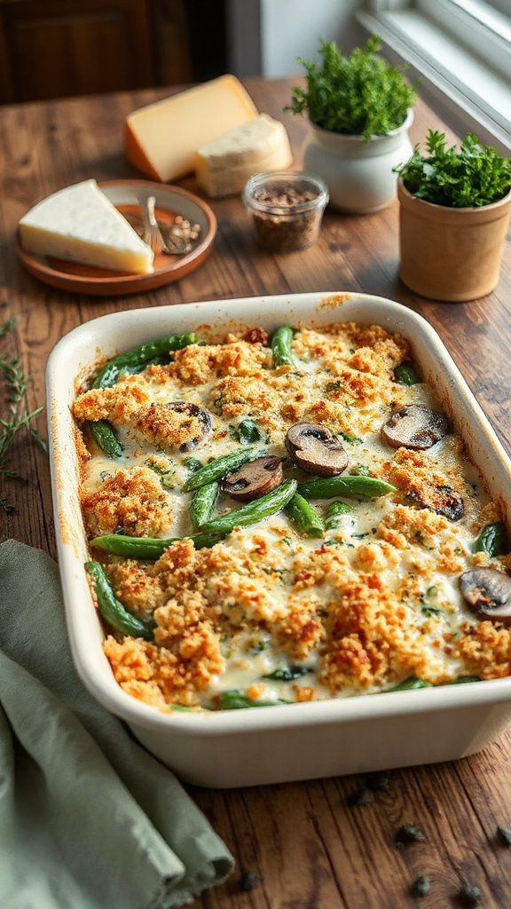 cheesy spinach green bean bake