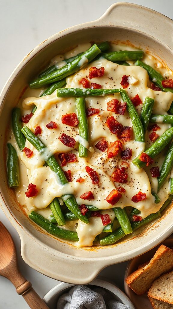 cheesy spinach green bean casserole