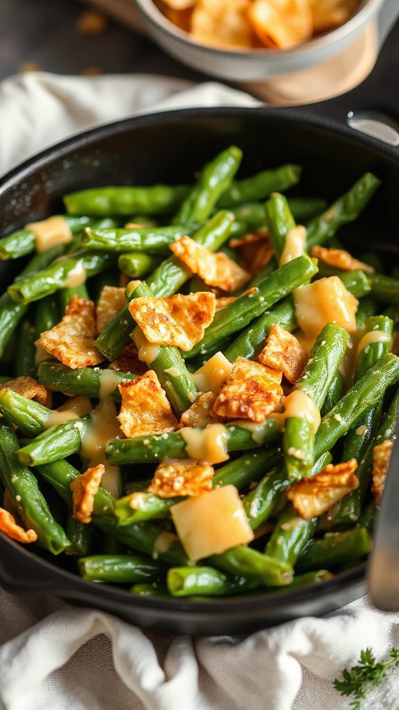 cheesy spinach green bean casserole