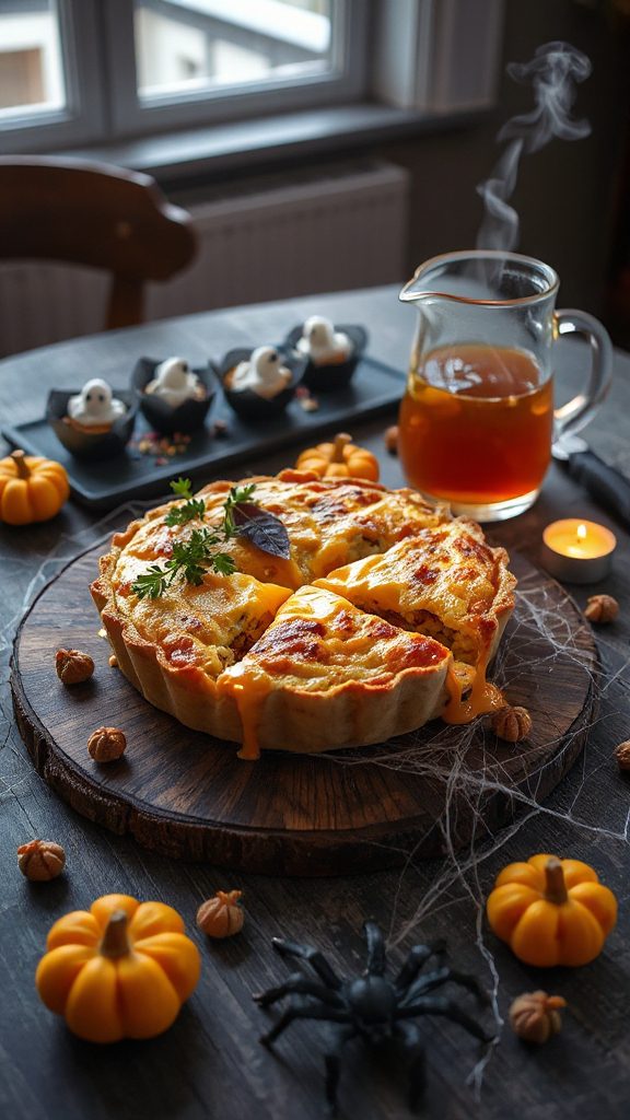 cheesy spooky cauliflower quiche