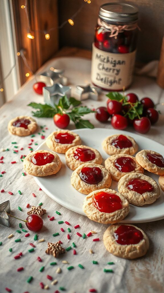 cherry jam thumbprint cookies