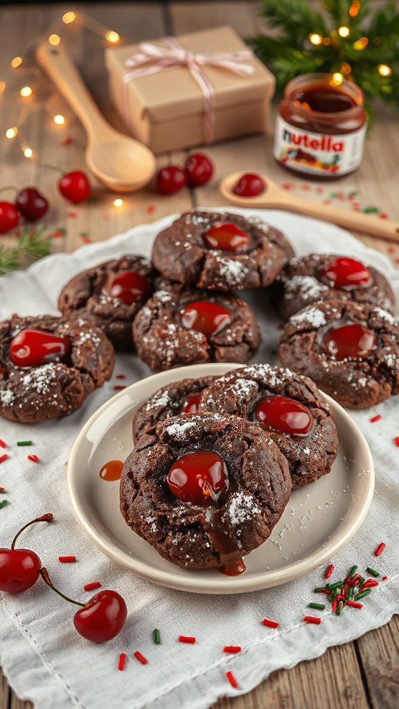 cherry nutella chocolate cookies