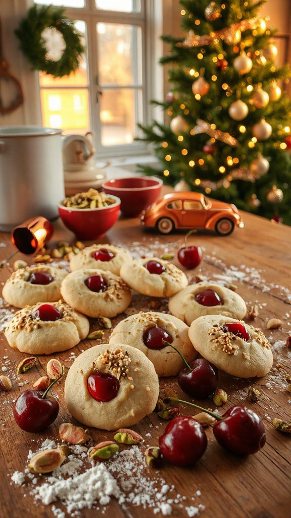 cherry pistachio surprise cookies