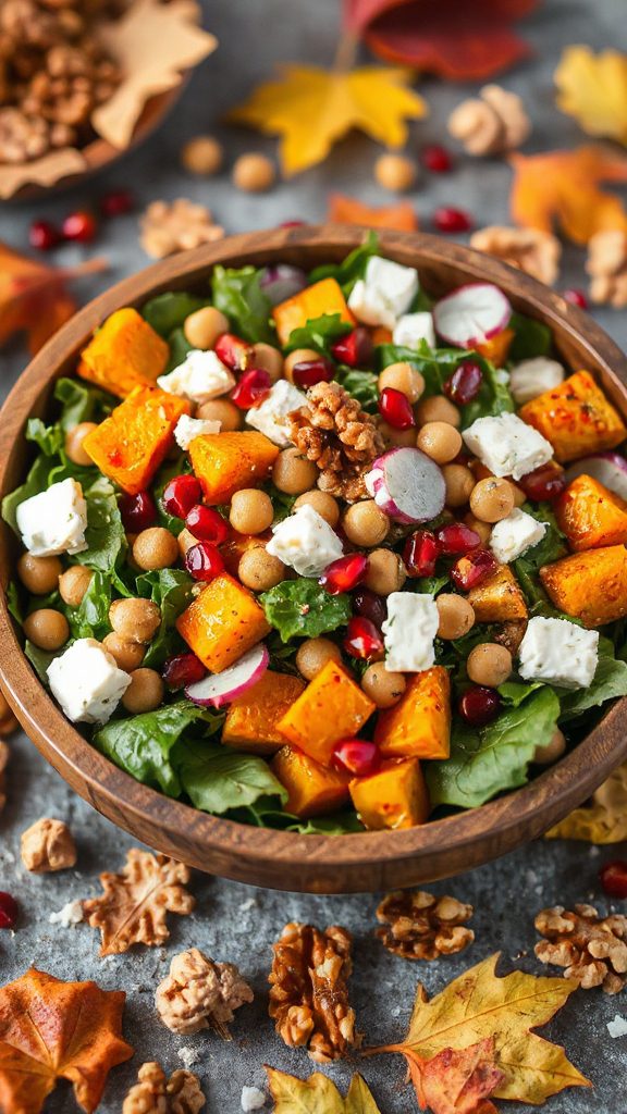chickpea feta fall salad