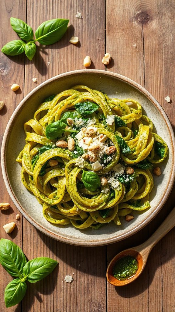 chickpea pasta with pesto