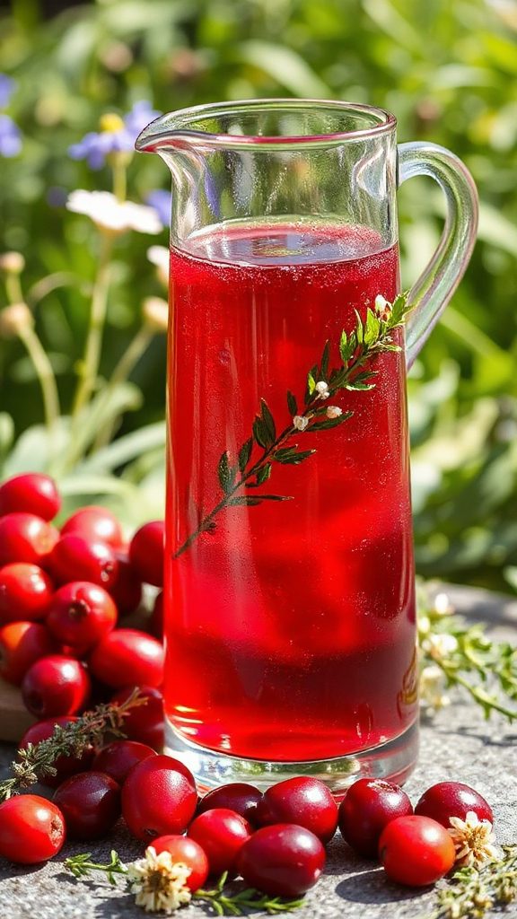 chilled cranberry thyme infusion