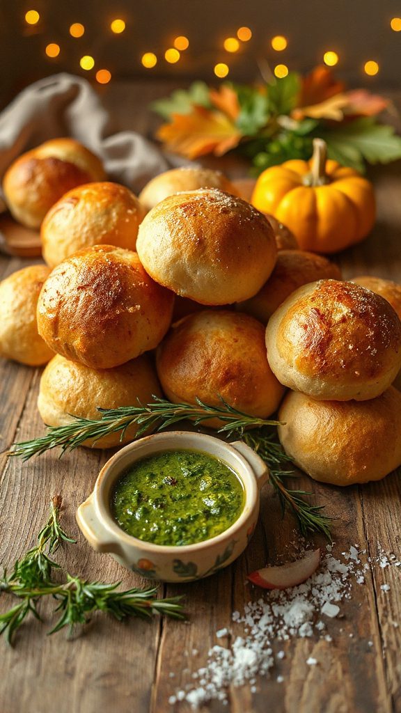 chimichurri infused sourdough rolls
