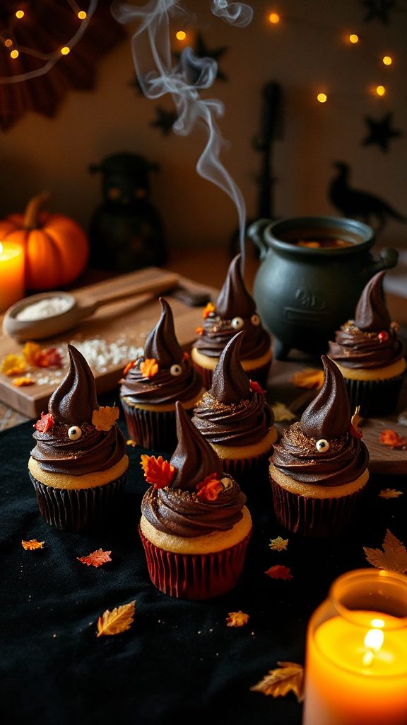 chocolate cupcakes with meringue hats
