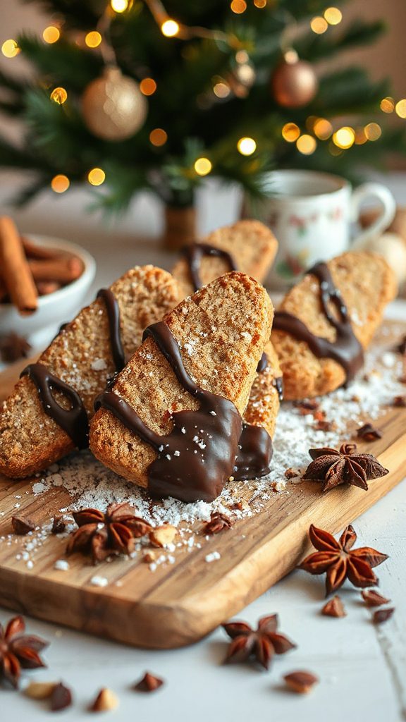 chocolate dipped crunchy biscottis chocolate dipped crunchy biscottis