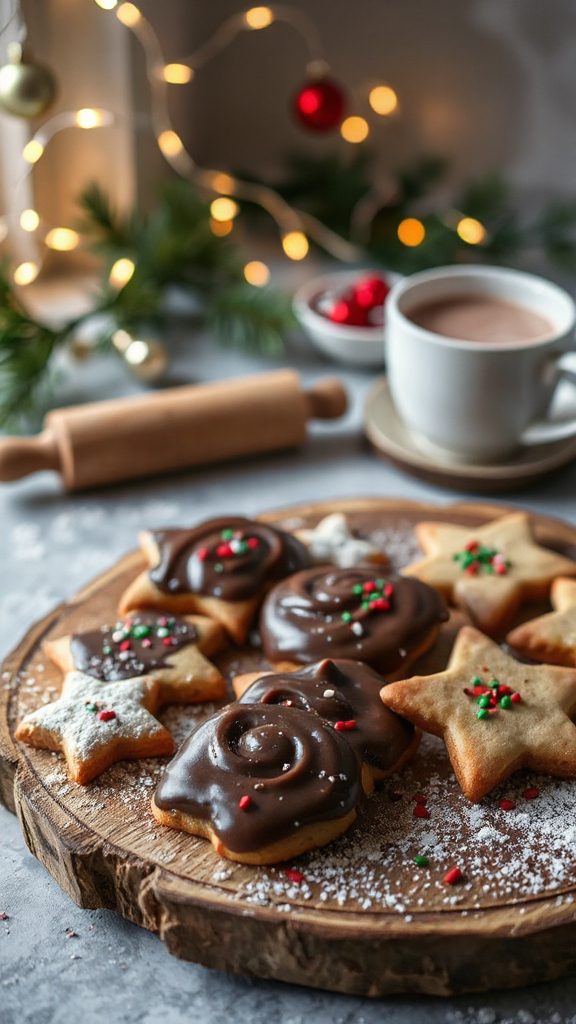 chocolate dipped holiday cookies