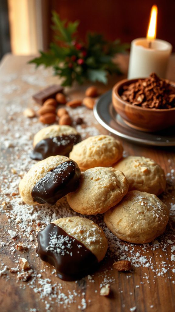 chocolate dipped holiday cookies