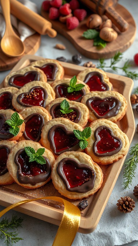 chocolate dipped linzer cookies