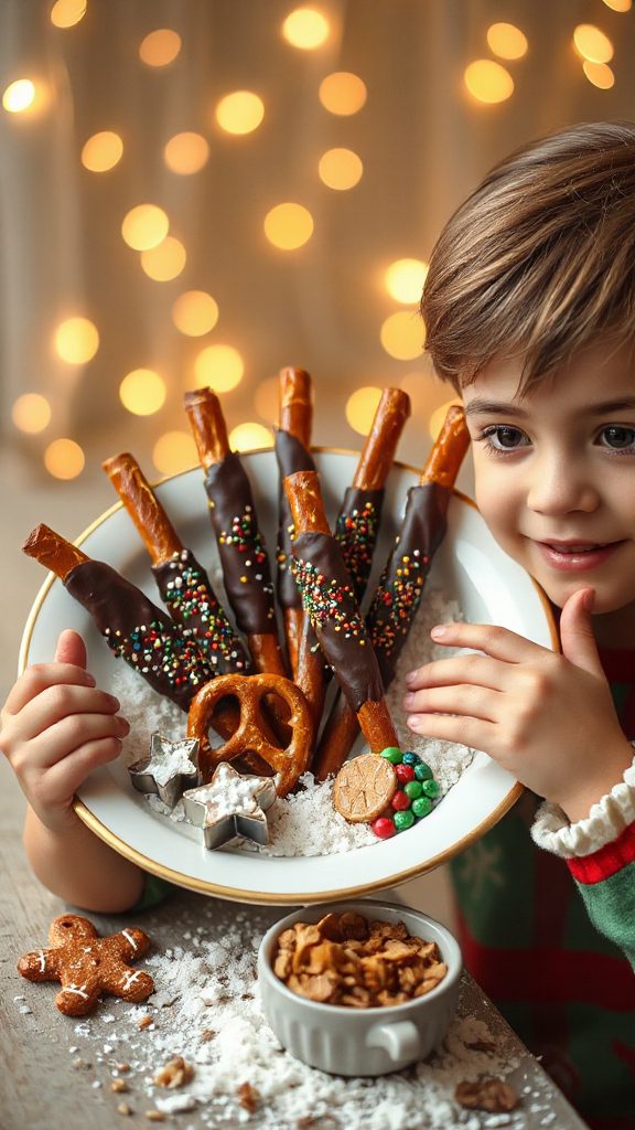 chocolate dipped pretzel wands