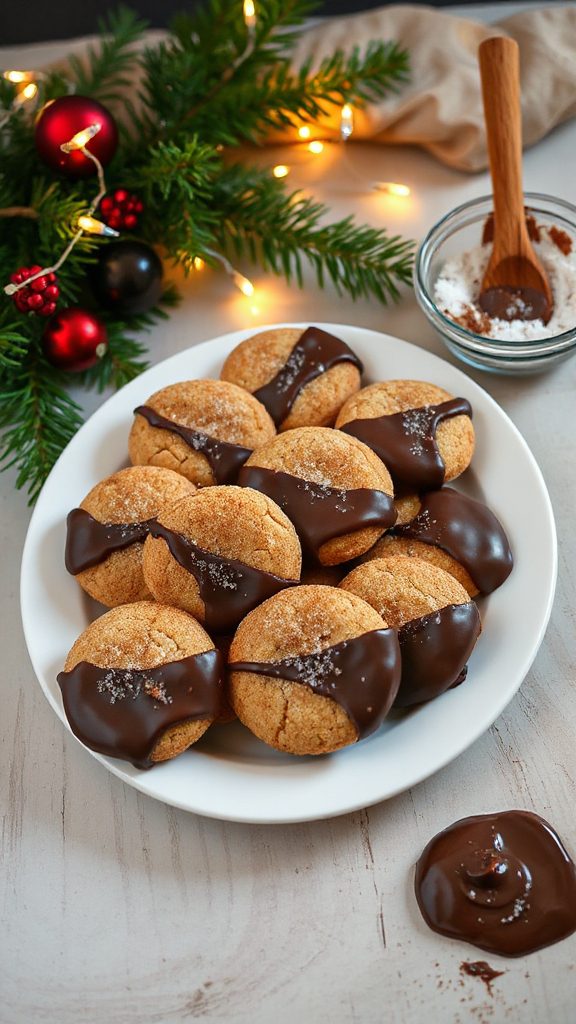 chocolate dipped snickerdoodle cookies