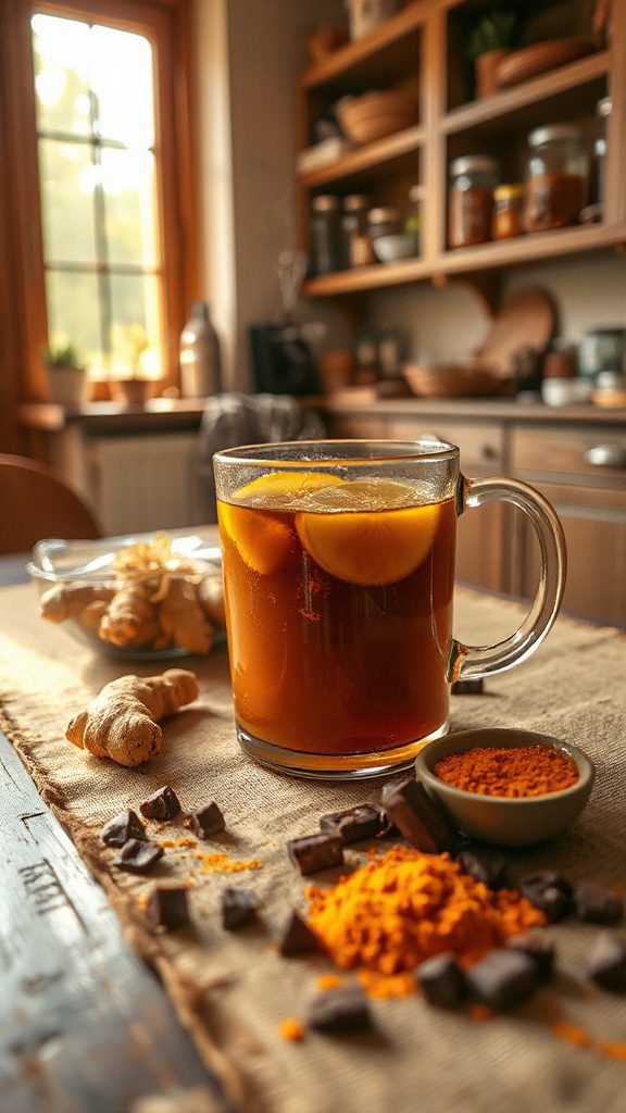 chocolate ginger turmeric beverage