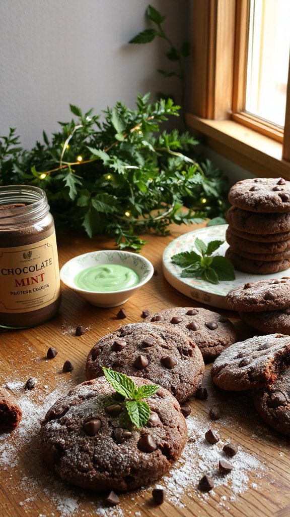 chocolate mint protein cookies