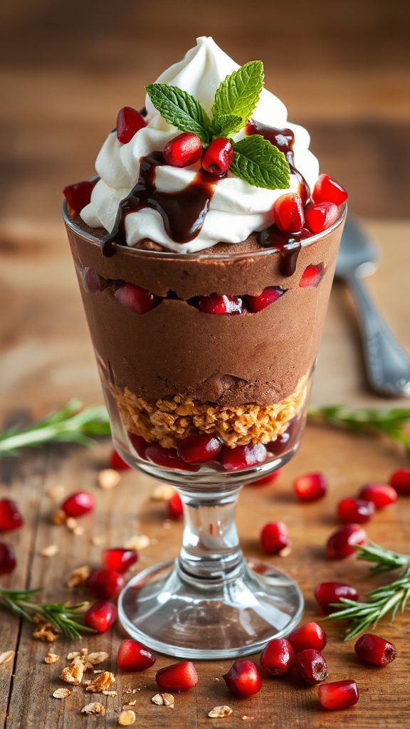 chocolate mousse pomegranate layers