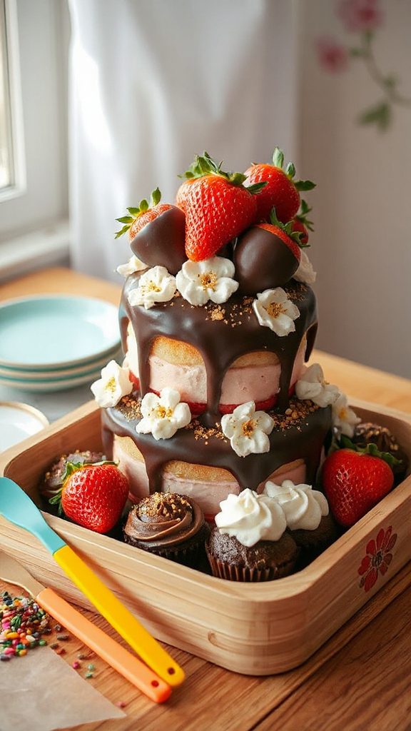 chocolate strawberry bento cakes