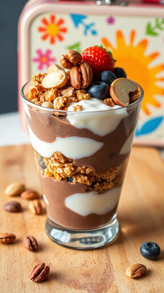 chocolate yogurt nut parfait