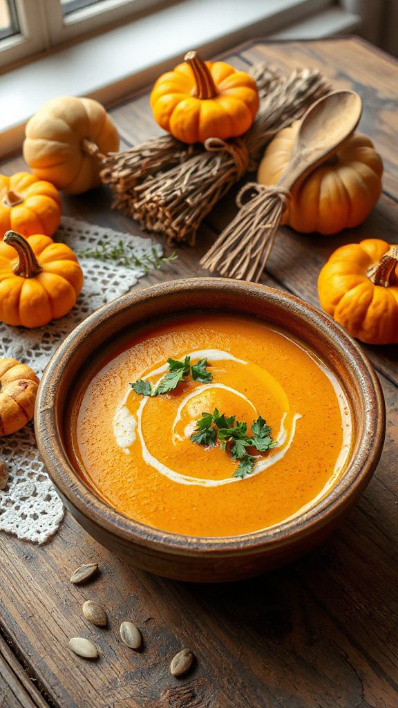 ciboulette infused pumpkin soup