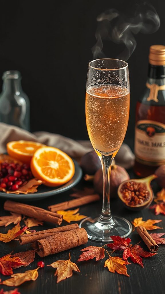 cinnamon infused sparkling orange cocktail