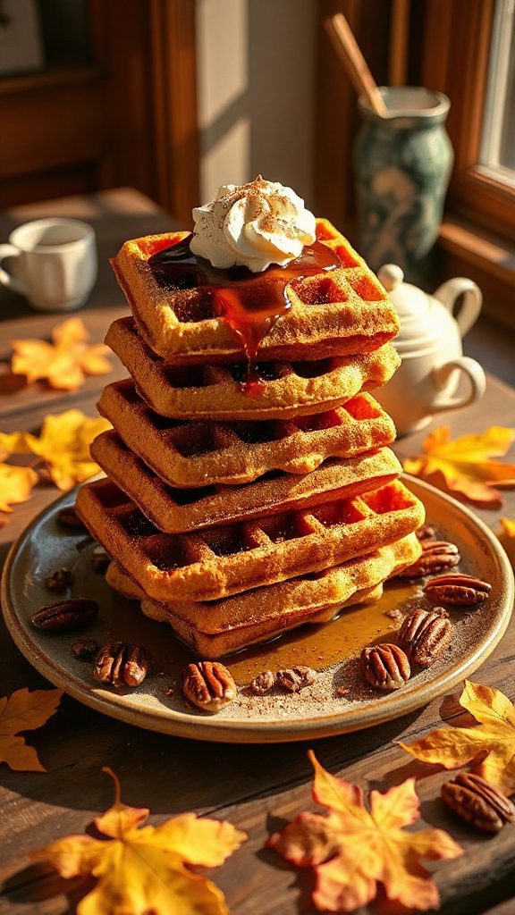 cinnamon maple pumpkin waffles cinnamon maple pumpkin waffles